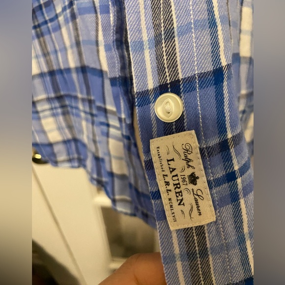 Ralph Lauren lightweight blue plaid button down - Picture 6 of 6
